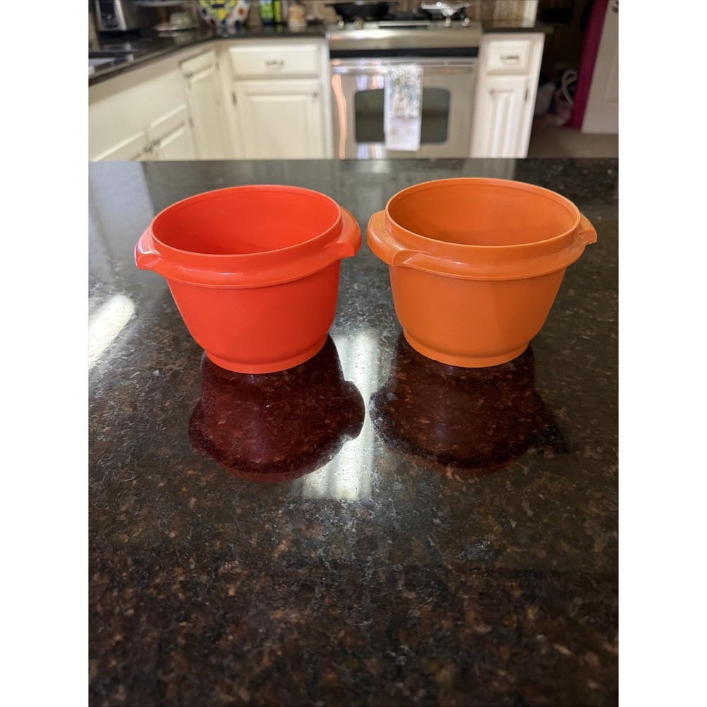 Tupperware Bowls Without Lids Orange 886-1 886-3 Serving Storage Container